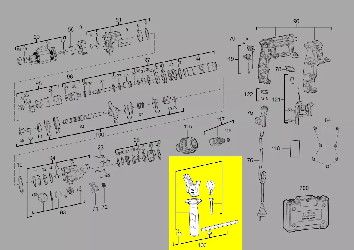 Poignée supplémentaire réf. 4931454497 AEG
